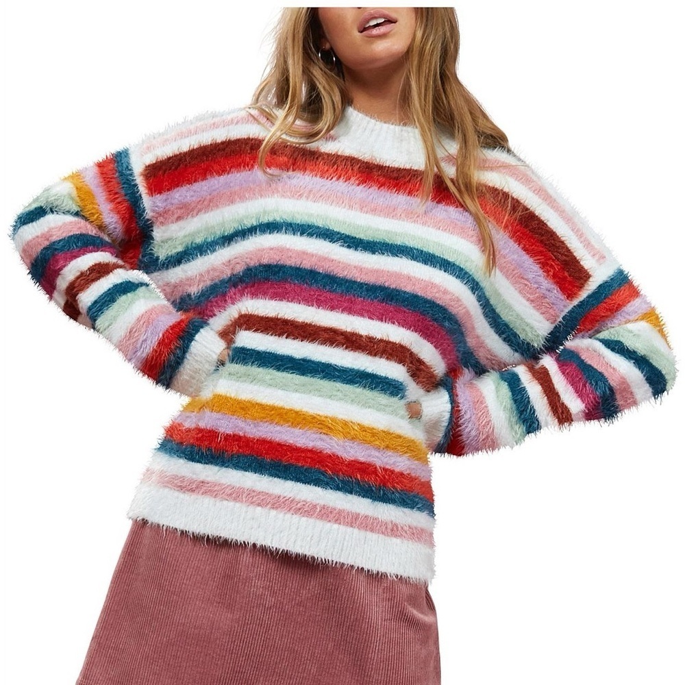 EUC MINKPINK Debby Eyelash Stripe Sweater Small Women’s Soft Knit Pullover